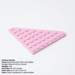 Gobricks Venta al por Mayor de Piezas Sueltas GDS-700 Placa de Cuña 8x8 con Esquinas Cortadas para Bricolaje, Ladrillos Base MOC para Aviones y Naves Espaciales, Suministro a Granel LDD 30504 - Product Image 2
