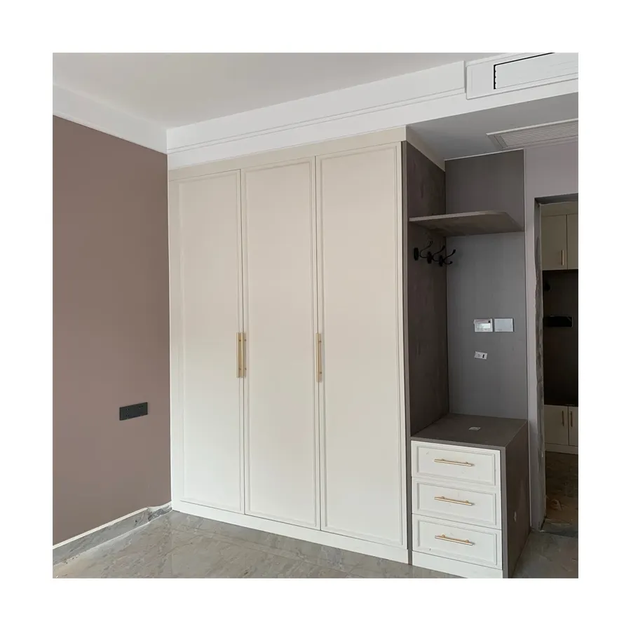 Wardrobe Shift Door Sliding Door Small Household Wardrobe With Mirror Wooden Large Wardrobe