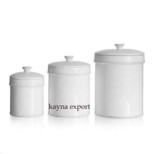 Boîtes métalliques blanches de rangement, pour la cuisine, livraison gratuite - Product Image 1