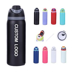 Bouteille isotherme à double paroi en acier inoxydable 304 de haute qualité, avec revêtement en poudre, bouteille d'eau sportive avec paille, logo personnalisé - Product Image 1