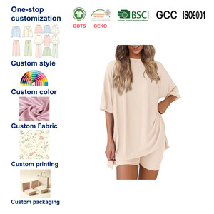 <span class=keywords><strong>Pigiama</strong></span> Estivo Personalizzato 2026 per Donna, Nuovo Set Casual alla Moda, Tinta Unita, Vestibilità Comoda, Abbigliamento Femminile - Product Image 1