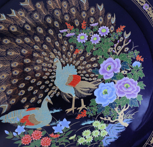 Plat de Service Paon Antique 2025, <span class=keywords><strong>Assiette</strong></span> Japonaise Marocaine Taous, Plateau en Porcelaine Cobalt, Décoration Bohème - Product Image 5