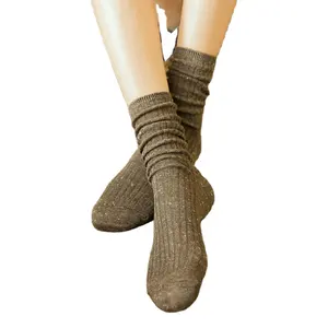 Best Supplier Knitting Cotton Womens Stacked Slouch Socks For Women