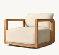 Chaise longue d'extérieur moderne en teck avec fonction pivotante, écologique et résistante aux intempéries
