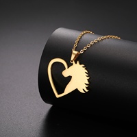Tête de Cheval Coeur Pendentif Collier Amour Animal Collier Couple Ras Du Cou En Acier Inoxydable Bijoux Cadeau De Fête
