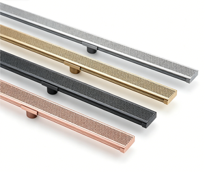 Grille de drainage linéaire adhésive pour salle de bain, en acier inoxydable 304, profil bas, personnalisable, de 2-15/16 pouces - Product Image 1
