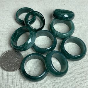 남성용 워터 블루 과테말라 와이드 제이드 반지 - Product Image 2