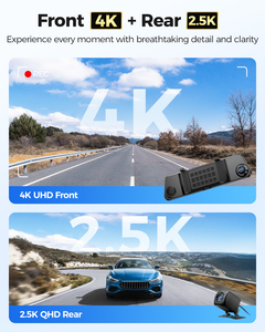 <span class=keywords><strong>Azdome</strong></span> กล้อง PG17 MAX DASH 2 CH 12 "กล่องดำรถยนต์กระจก ADAS หน้าจอสัมผัสพร้อม5G WiFi พร้อม GPS 4K กล้องหน้าและหลัง - Product Image 2