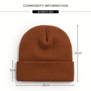 Gorros de Invierno Cálidos de Fibra Acrílica de Color Sólido al por Mayor con Logotipo Personalizado Bordado, Gorros Tejidos - Product Image 2