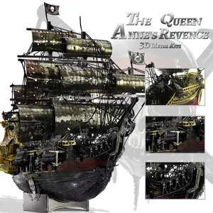 Piececool Room Decor Model Kits Queen Anne's Revenge Pirate Ship Family Games Birthday Gifts 3D Puzzles For Adults Crafts