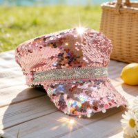 Chapeaux de Capitaine Rose à Paillettes et Strass pour Festival Burning Man, Vente en Gros, MOQ 3