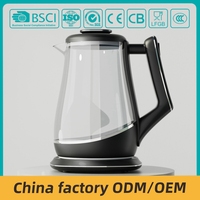 Bouilloire électrique en verre sans fil OEM/ODM avec contrôle de la température et arrêt automatique, capacité de 1,8 L, usage domestique, vente en gros