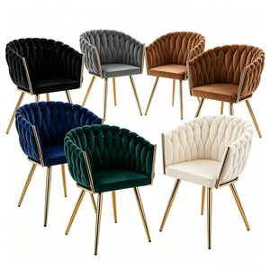 Fauteuils d'appoint en velours tuftés, design luxueux tissé à la main, pour salon et chambre à coucher - Product Image 1