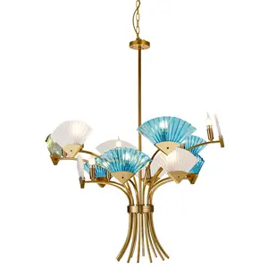 Özel stil güzel mavi çağdaş noble ışıkları/popüler pirinç popüler avize sıcak satış modern cam kolye lamba