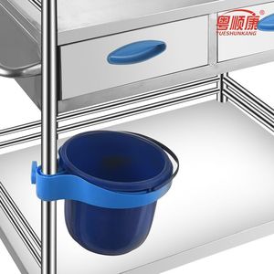 Yuekang Medical Infusion Cart Stainless Steel Double Layer Mobile IV Bottle <b>Trolley</b> With Bucket Holder Hospital Use - Product Image 1