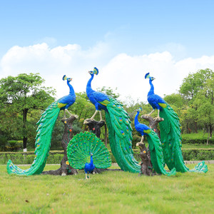 Fabricante de Esculturas de Pavo Real de Fibra de Vidrio Personalizadas, Estatua de Pájaro de FRP de Tamaño Real para Decoración de Jardines y Parques - Product Image 3
