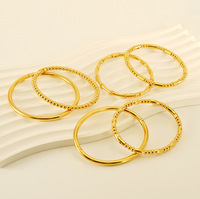 Bracelet jonc simple en acier inoxydable doré, plaqué or 18 carats, 69 mm, léger, bijoux de mode