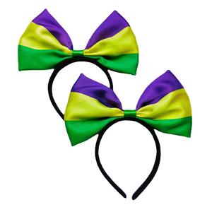 Pafu festa di capodanno prom party dress up fascia carnevale fascia viola giallo verde Mardi Gras bow copricapo - Product Image 6