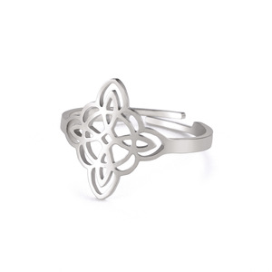 Venta caliente amuleto joyería irlandés <span class=keywords><strong>buena</strong></span> <span class=keywords><strong>suerte</strong></span> símbolo brujería bruja nudo anillo de acero inoxidable ajustable anillo de dedo <span class=keywords><strong>para</strong></span> mujeres - Product Image 3