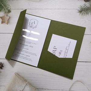 Enveloppes élégantes vert pin pour invitations de mariage, pochettes pour invitations 5x7 - Product Image 2