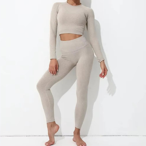 Conjunto Deportivo de 2 Piezas para Mujer, Sin Costuras, Transpirable, de Secado Rápido, para Gimnasio y Fitness - Product Image 1