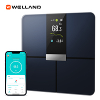 Pèse-personne intelligent numérique avec écran VA grand format, WiFi, analyseur de graisse corporelle, alimenté par batterie, capacité de 180 kg, fonction application, écran en verre trempé