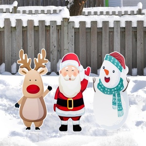 Décorations de jardin de Noël, panneaux de Noël pour l'extérieur avec piquets, panneaux de Noël pour la pelouse avec Père Noël, bonhomme de neige, renne - Product Image 4