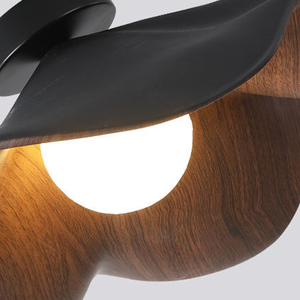 Wellenförmige Holz-Deckenleuchte, Lotusblatt-<span class=keywords><strong>Design</strong></span> aus Harz mit Walnuss-Finish & G9 LED-Birne für Schlafzimmer Wohnzimmer im Wabi-Sabi-Stil - Product Image 3
