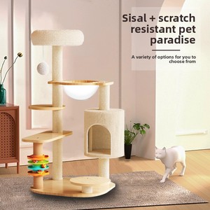 Árbol rascador moderno <span class=keywords><strong>de</strong></span> madera para gatos con juguete <span class=keywords><strong>de</strong></span> bola integrado, rascador <span class=keywords><strong>de</strong></span> lujo <span class=keywords><strong>de</strong></span> madera para gatos <span class=keywords><strong>de</strong></span> interior, fácil <span class=keywords><strong>de</strong></span> limpiar - Product Image 2