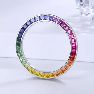 Nouvelle version de produit Moissanite corindon arc-en-ciel couleur dégradé diamant de remplacement lunette de montre