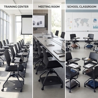 Chaise de formation avec table en fibre de verre PP, table et chaise de formation pour adultes, dernières chaises et sièges de salle de formation pour bureau et école