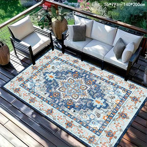 Alfombra Persa de Terciopelo Cristalino con Estampado, 55x79cm 140x200cm, Antideslizante para Exteriores, Sala de Estar, Balcón - Product Image 5