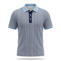 Vêtements de golf décontractés OEM, tenue de sport, tenue de sport à rayures, sublimation, polyester, séchage rapide, tissu extensible 4 directions, chemise de golf pour hommes