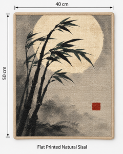 <strong>Cat</strong> Scratching Mat Bamboo Moon Ink Zen Oriental Brush Seal Lunar Serene <strong>Tranquil</strong> Meditation Asian Minimalist Scroll Calm Quiet - Product Image 3