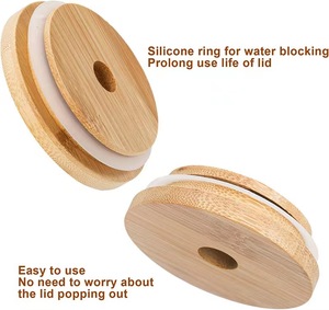 Nhà Máy Cốc Uống Nước Miệng Lớn Tròn Trong Suốt 480Ml 16 OZ Lọ Thủy Tinh <span class=keywords><strong>Mason</strong></span> Có Tay Cầm Và Nắp Tre - Product Image 5