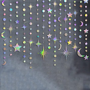 Iridescente luna stella ghirlanda 3D luccichio piccole stelle appese sfondo Bling Bling per natale capodanno Baby Shower laurea - Product Image 4