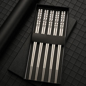 Ensemble de baguettes en acier inoxydable 316L, 5 paires, antidérapantes, isolées thermiquement, durables pour un usage domestique, ustensiles de couverts de couleur unie - Product Image 1