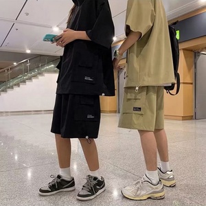 <span class=keywords><strong>Pantaloni</strong></span> Cargo <span class=keywords><strong>tuta</strong></span> corta uomo estate tinta unita magliette e pantaloncini larghi 2 pezzi Set <span class=keywords><strong>tuta</strong></span> Casual da esterno in stile giapponese da uomo - Product Image 4