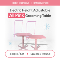 [HEDYS GROOMING] Table de toilettage réglable en hauteur, entièrement en contreplaqué rose et en acier, fabriquée en Corée pour chiens, confortable et sûre