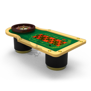 YH Casino Table Jeu De Luxe Vert Maison Bois Casino <span class=keywords><strong>Roulette</strong></span> Roue Table a Roulettes - Product Image 1