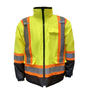 Blouson bomber haute visibilité jaune robuste à dos en <span class=keywords><strong>X</strong></span>, imperméable et détachable, pour homme, hiver, réfléchissant, pour le secteur pétrolier au Canada - Product Image 2