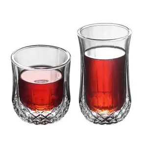 Whisky Stemless Wine Glasses Double Walled Wine Flute For Whiskey