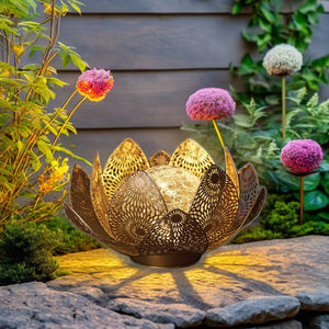 屋外鉄ロータスバーストクラックライト防水LEDランプソーラーガーデン装飾 - Product Image 3