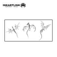 INKARTLINK Autocollant de tatouage Dragon Volant Ailes de Dragon Créature Mythique Fantastique Esquisse Minimaliste Esthétique Herbacée 15 Jours Lot en Gros