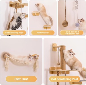 ROPECUBE Kattenwandplanken Kattenmeubilair met 4-in-1 ontwerp (Klimtoren+Krabpaal+Gezellige rustplaats+Observatieplatform) - Product Image 4