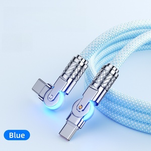 Câble de charge rapide USB-C avec rotation à 180 degré<span class=keywords><strong>s</strong></span>, PD60w, en alliage d'aluminium, câble de données tressé en cuivre pur, avec lumière LED de charge - Product Image 1