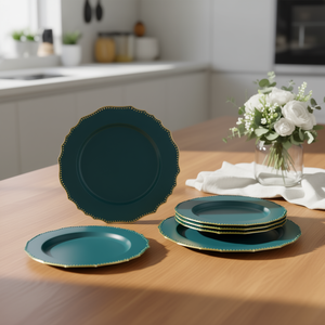 Ensemble de 8 assiettes de présentation rondes en plastique, solides, élégantes et durables pour les fêtes - Product Image 2