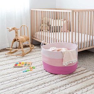 20" X 13" Cotton Rope Laundry Basket with Handles <b>Cushions</b> & Pillows <b>Storage</b> Bin Nursery Hamper - Product Image 5