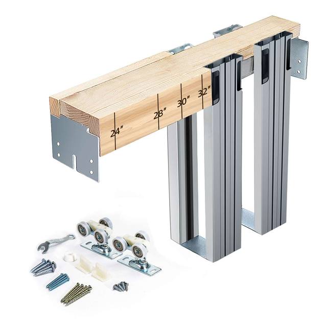 Industrial Concealed Pocket Door Slides System Hardware Soft Close Invisible Hidden Track Interior Kitchen Sliding Frame Kits