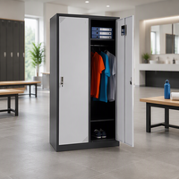 YOUBAI Casier de rangement extérieur en acier robuste pour salle de sport à domicile, 2 à 9 portes, double ouverture, serrure à clé, étanche, démontable